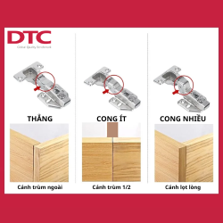 Bản lề giảm chấn DTC cong ít phi 35 - mở 100°